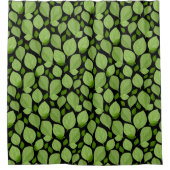 黒い自然にグリーンバジルの葉のパターン シャワーカーテン (正面)