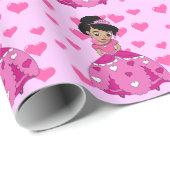 黒い自然の髪をしたハートの王女 ラッピングペーパー (ロールコーナー)