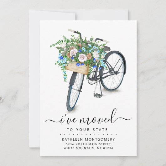 黒い自転車のフローラバスケット移動の発表 案内状 (正面)