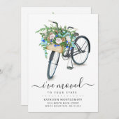 黒い自転車のフローラバスケット移動の発表 案内状 (正面/裏面)