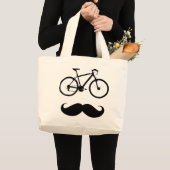 黒い自転車の口ひげ ラージトートバッグ (正面(商品))