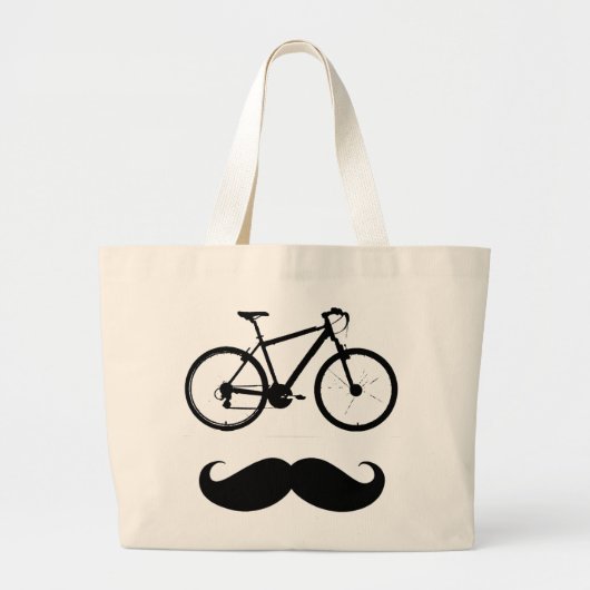 黒い自転車の口ひげ ラージトートバッグ (正面)
