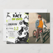 黒い自転車の誕生日写真招待状 招待状 (正面)