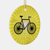 黒い自転車;黄色の背景 セラミックオーナメント (右)
