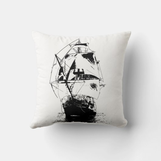 黒い船のシルエット クッション (裏面)