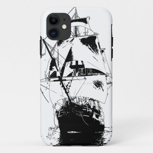 黒い船のシルエット Case-Mate iPhoneケース (裏面)
