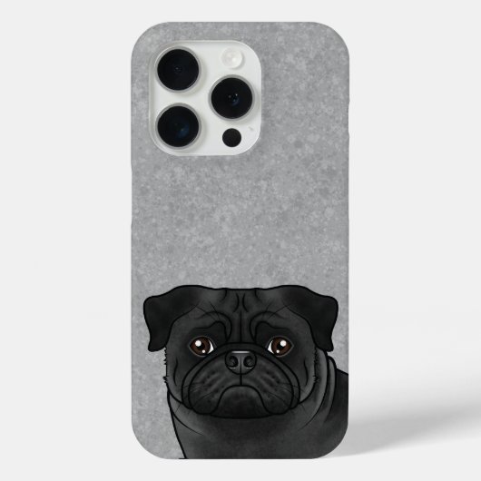 黒い色のパグは、グレーの上に閉じて犬の頭を繁殖 Case-Mate iPhoneケース (裏面)