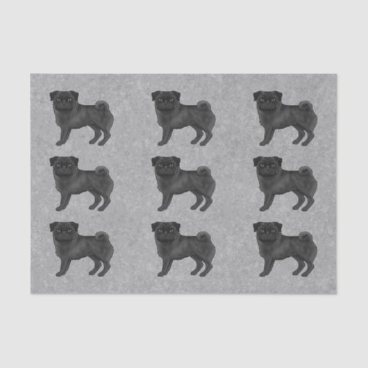 黒い色のパグモップググレーの犬の品種パターン 薄葉紙 (正面)