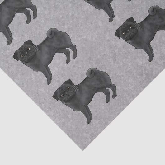 黒い色のパグモップググレーの犬の品種パターン 薄葉紙 (詳細)