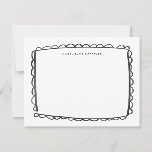 黒い色彩の鮮やかホタテパーソナライズされたプ名 ノートカード (正面)