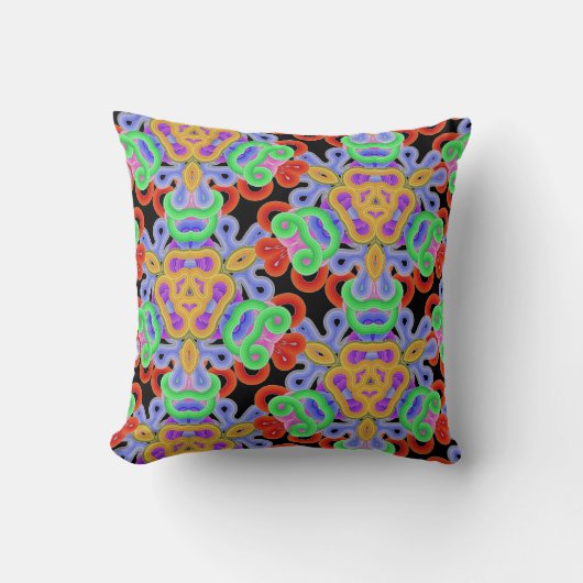 黒い色数々のの麺 クッション (正面)