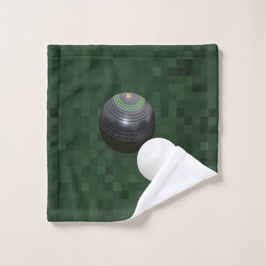 黒い芝生のボールと緑のジャック ウォッシュタオル (ウォッシュタオル)