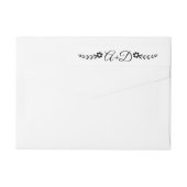 黒い花とイニシャル結婚フローラ ラップアラウンドラベル (裏面)