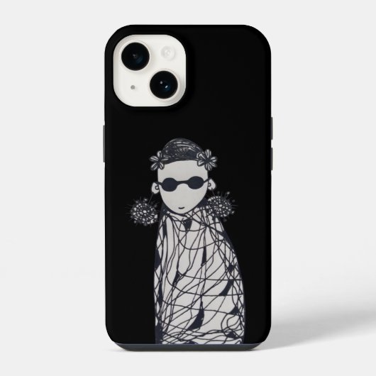 黒い花とピアス、サングラス iPhoneケース (裏面)