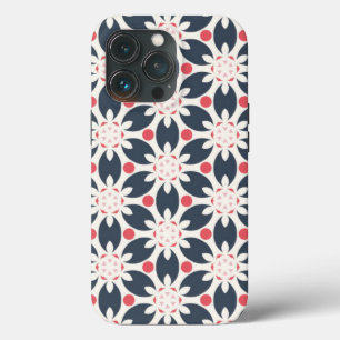 黒い花とピンクの斑点のパターン iPhone 13 PROケース