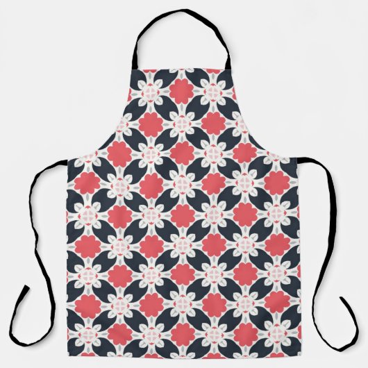 黒い花とピンクの花柄 エプロン (正面)