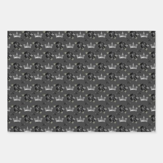 黒い花と銀の冠 ラッピングペーパーシート (正面3)
