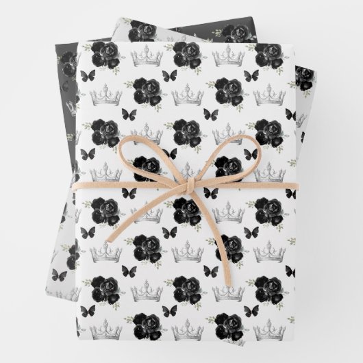 黒い花と銀の冠 ラッピングペーパーシート (インサイチュ)