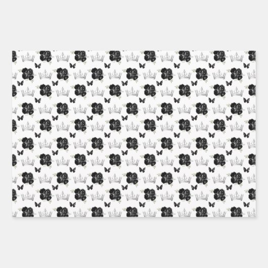 黒い花と銀の冠 ラッピングペーパーシート (正面)