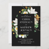 黒い花のウェディング | ボタニカルイブニング + QRコード 招待状 (正面)