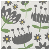 黒い花のパターン ファブリック (クローズアップ)