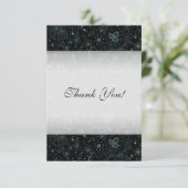 黒い花のボーダーの青は感謝していしています サンキューカード (スタンド正面)