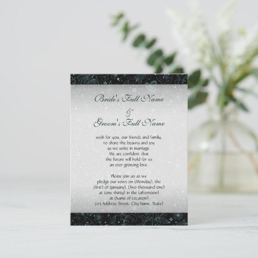 黒い花のボーダーの青 招待状 (スタンド正面)