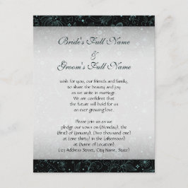 黒い花のボーダーの青 招待状