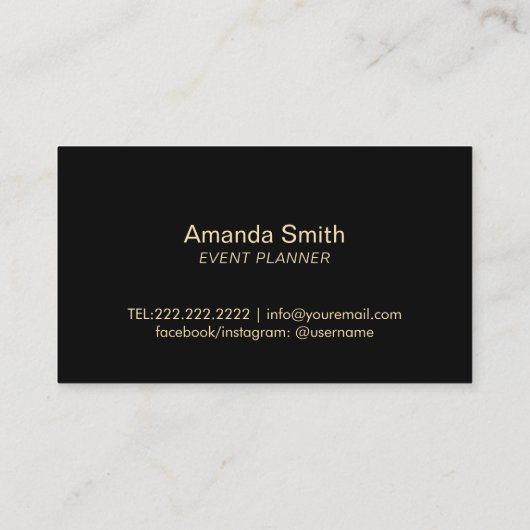 黒い花のモダンのストライプなイベントプランナーのスタイリスト 名刺 (裏面)