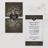 黒い花のヴィンテージのモノグラムのエレガントな上品 名刺 (正面/裏面)