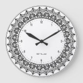 黒い花の円のレース ラージ壁時計 (正面)