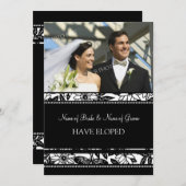 黒い花の写真の駆け落ちの発表カード 案内状 (正面/裏面)