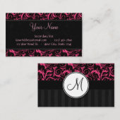 黒い花の小束で飾って下さい、モノグラムと縞で飾ります 名刺 (正面/裏面)