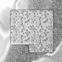 黒い花の模様（白） | 壁紙