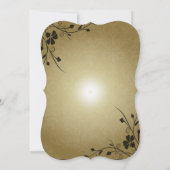 黒い花の渦巻き金ゴールドダマスクウェディング招待状 招待状 (裏面)