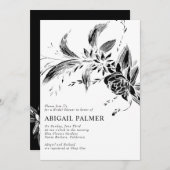 黒い花の結婚ブライダルシャワー 招待状 (正面/裏面)