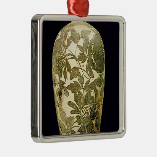 黒い花の装飾が付いているMei P'ingのつぼ メタルオーナメント (右)