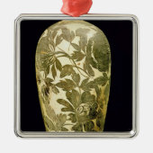 黒い花の装飾が付いているMei P'ingのつぼ メタルオーナメント (正面)