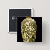 黒い花の装飾が付いているMei P'ingのつぼ 缶バッジ (正面&裏面)