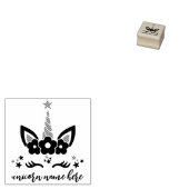 黒い花の髪のユニコーン ラバースタンプ (押印)