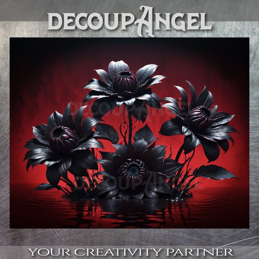 黒い花びら上昇 – デコページ –  薄葉紙