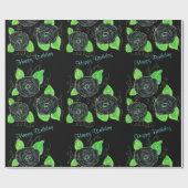 黒い花ファンシーのギフトラップ ラッピングペーパー (フラット)