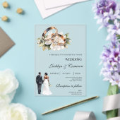 黒い花嫁と花婿のアクリル結婚式 アクリル招待状 (インサイチュ (ウェディング))
