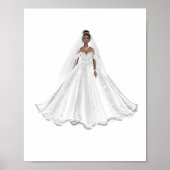 黒い花嫁、白いドレス、アート作品、イラスト ポスター (正面)