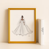 黒い花嫁、白いドレス、アート、イラスト ポスター