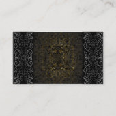 黒い花柄のエンボスの一見の金ゴールド 名刺 (裏面)