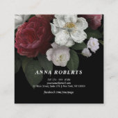 黒い花柄の贅沢で赤いピンクの白 スクエア名刺 (裏面)