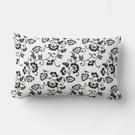 黒い花柄 ランバークッション