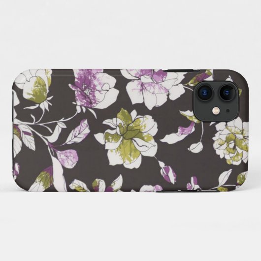 黒い花柄 Case-Mate iPhoneケース (裏面(横))