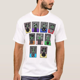 黒い花瓶に白と黒の花 Tシャツ